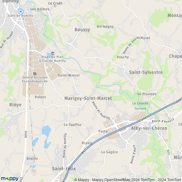 La carte pour la ville de Marigny-Saint-Marcel 74150