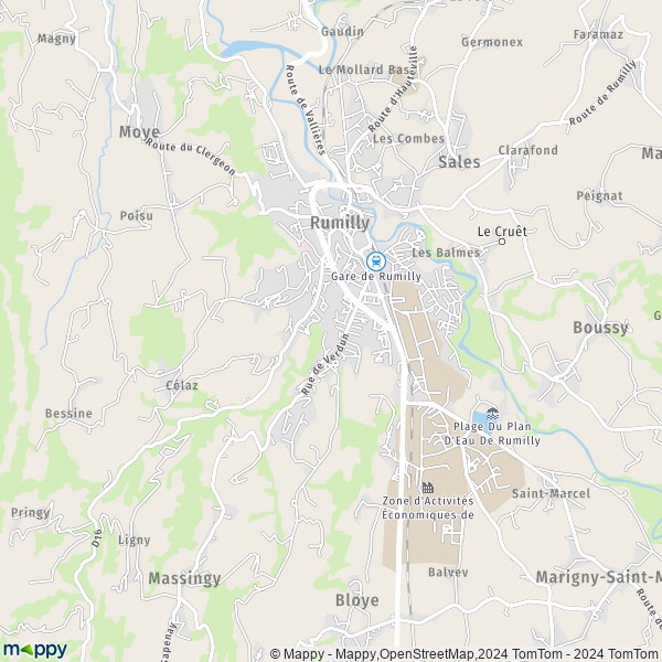 La carte pour la ville de Rumilly 74150