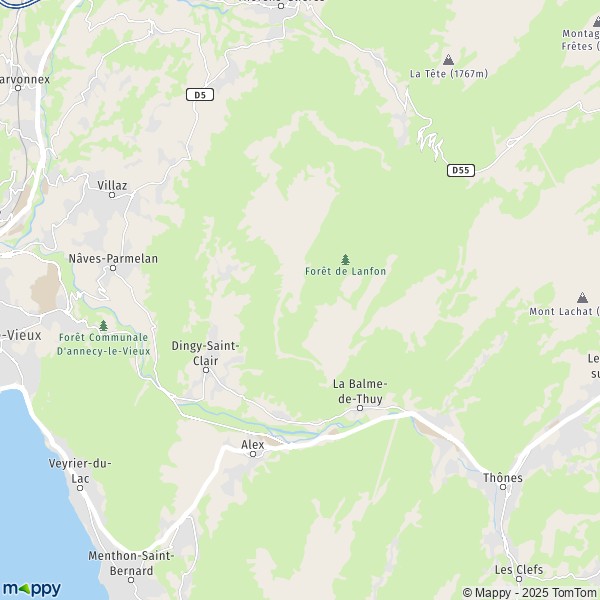 La carte pour la ville de Dingy-Saint-Clair 74230