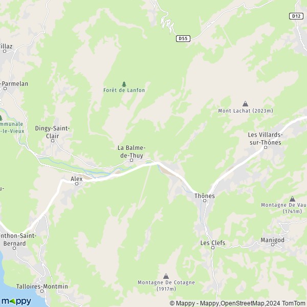 La carte pour la ville de La Balme-de-Thuy 74230