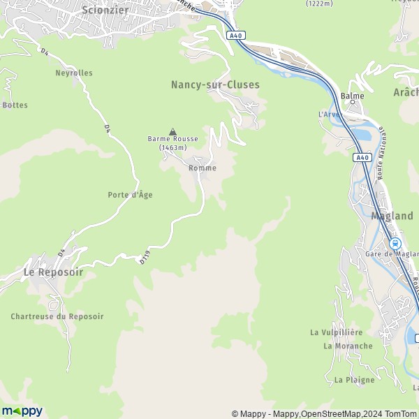 La carte pour la ville de Nancy-sur-Cluses 74300