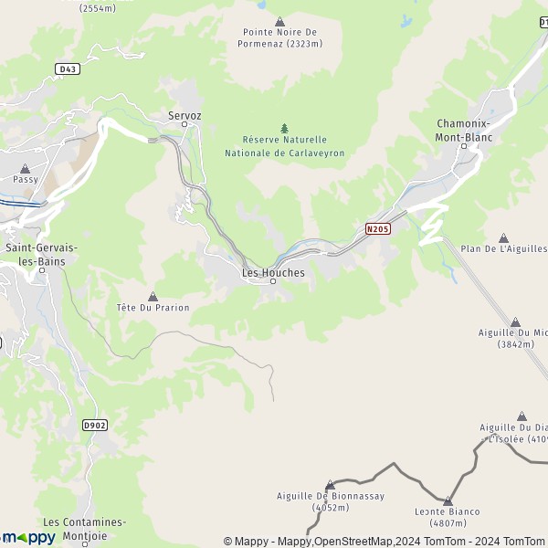 La carte pour la ville de Les Houches 74310