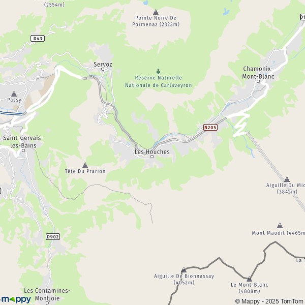 La carte pour la ville de Les Houches 74310