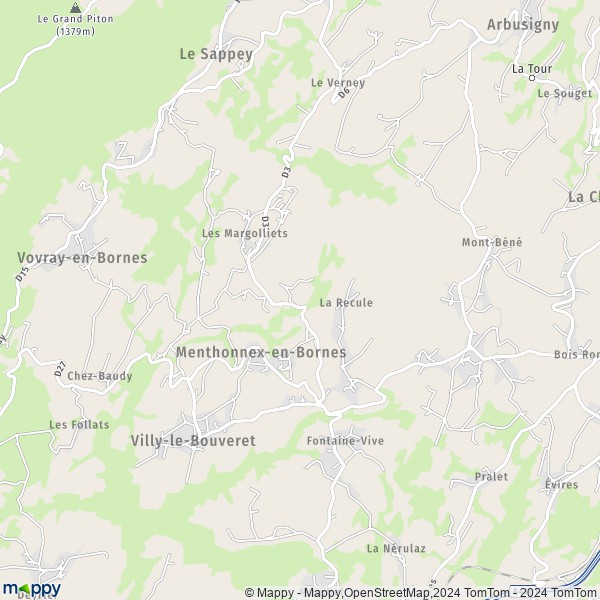 La carte pour la ville de Menthonnex-en-Bornes 74350