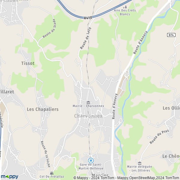 La carte pour la ville de Charvonnex 74370