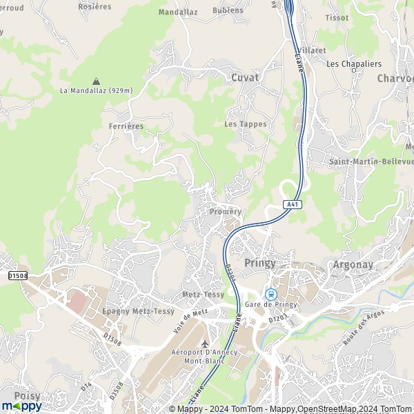 La carte pour la ville de Pringy, 74370 Annecy