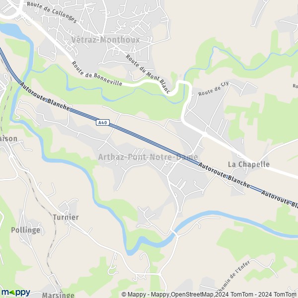 La carte pour la ville de Arthaz-Pont-Notre-Dame 74380
