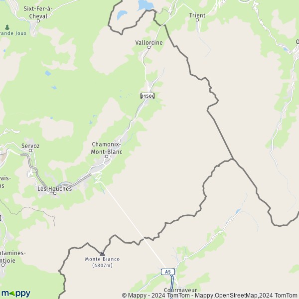 La carte pour la ville de Argentière, 74400 Chamonix-Mont-Blanc
