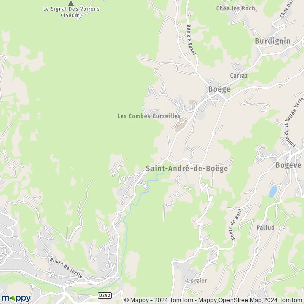 La carte pour la ville de Saint-André-de-Boëge 74420