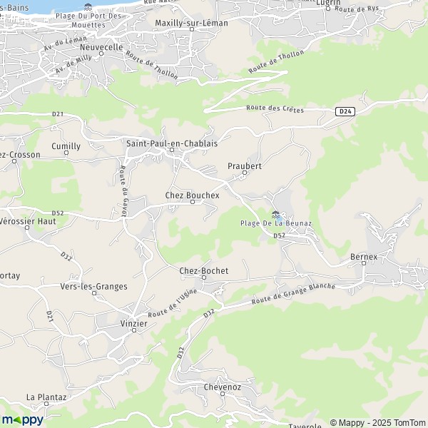 La carte pour la ville de Saint-Paul-en-Chablais 74500