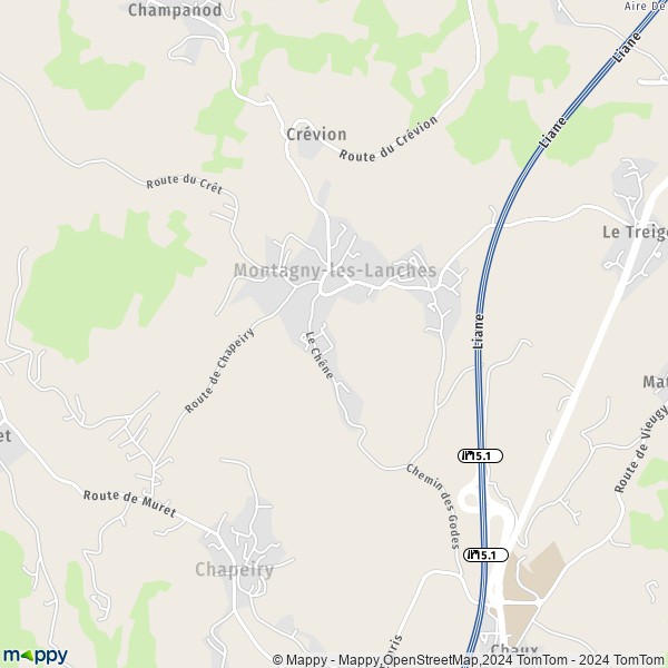 La carte pour la ville de Montagny-les-Lanches 74600