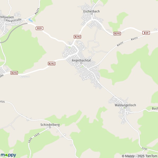 La carte pour la ville de 74918 Angelbachtal