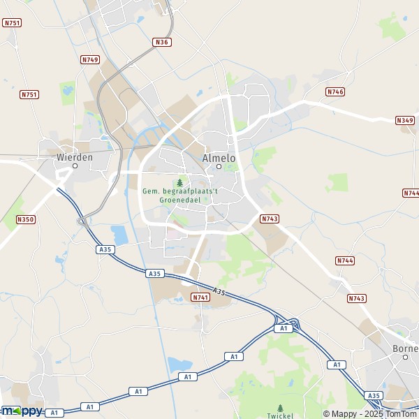 La carte pour la ville de Almelo 7495-7671