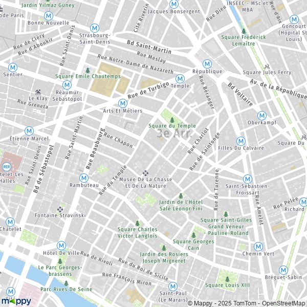 La carte pour la ville de 3e Arrondissement, Paris