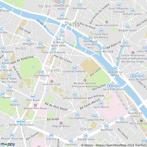 La carte pour la ville de 5e Arrondissement, Paris