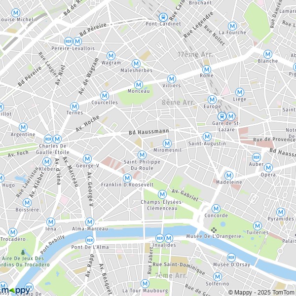 La carte pour la ville de 8e Arrondissement, Paris