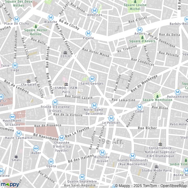 carte du 9ème arrondissement de paris Plan paris : carte de paris (75009) et infos pratiques