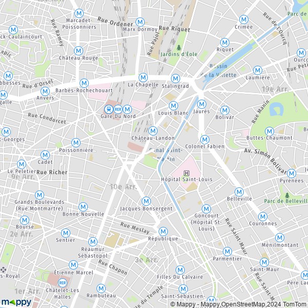 La carte pour la ville de 10e Arrondissement, Paris
