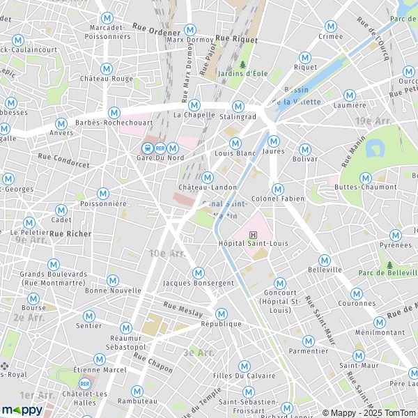 carte du 10ème arrondissement de paris Plan paris : carte de paris (75010) et infos pratiques