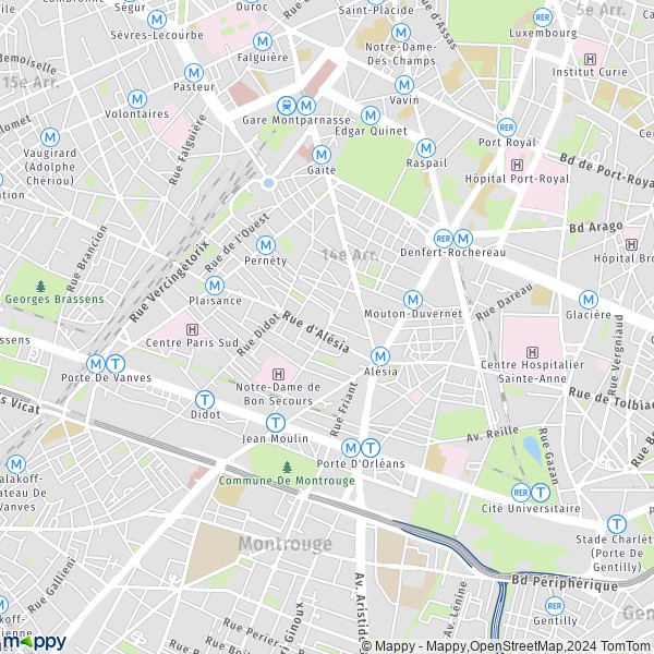 La carte pour la ville de 14e Arrondissement, Paris