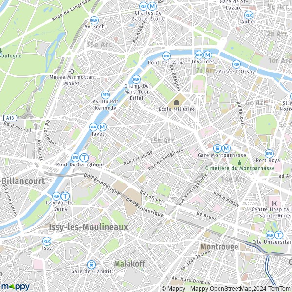 La carte pour la ville de 15ème Arrondissement, Paris