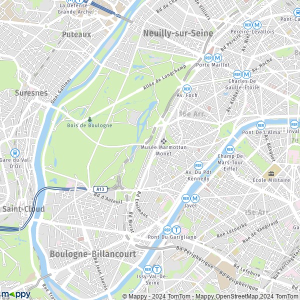 La carte pour la ville de 16ème Arrondissement, Paris