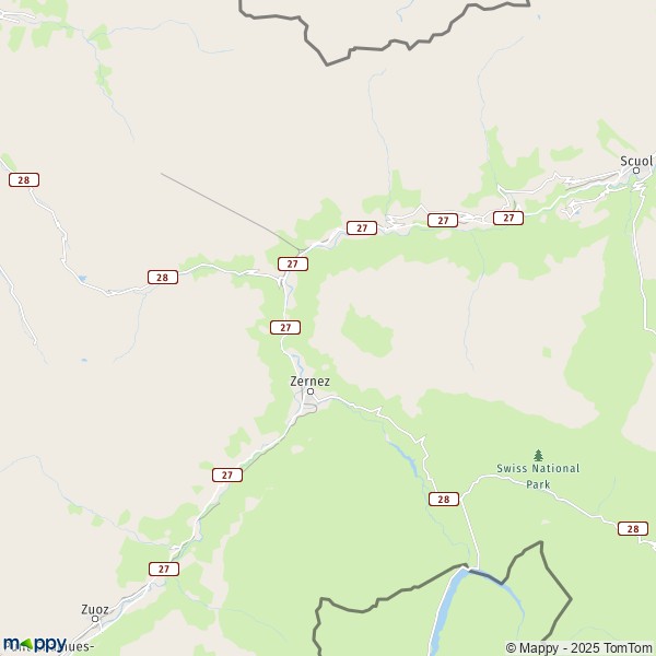 La carte pour la ville de Zernez 7527-7543