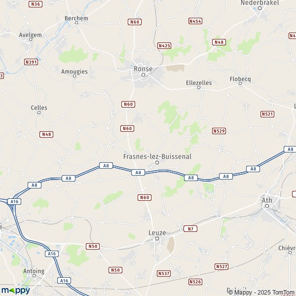 La carte pour la ville de 7534-7912 Frasnes-lez-Anvaing