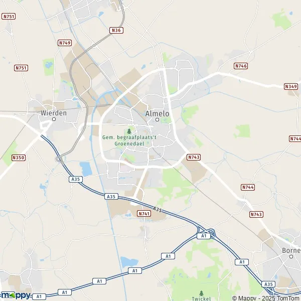 La carte pour la ville de Almelo 7601-7627