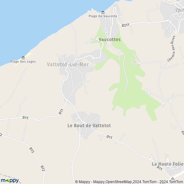 La carte pour la ville de Vattetot-sur-Mer 76111