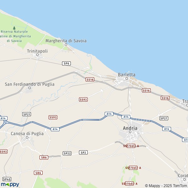 La carte pour la ville de Barletta 76121