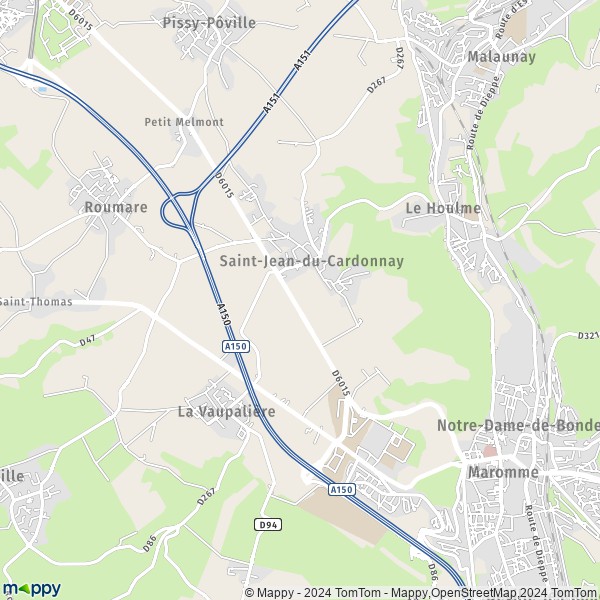 La carte pour la ville de Saint-Jean-du-Cardonnay 76150