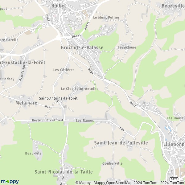 La carte pour la ville de Saint-Antoine-la-Forêt 76170