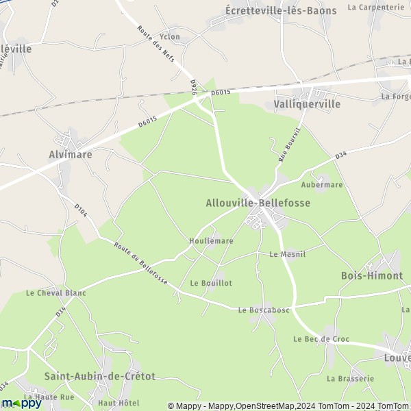 La carte pour la ville de Allouville-Bellefosse 76190