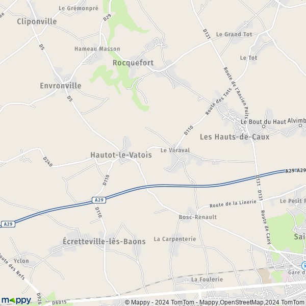 La carte pour la ville de Hautot-le-Vatois 76190