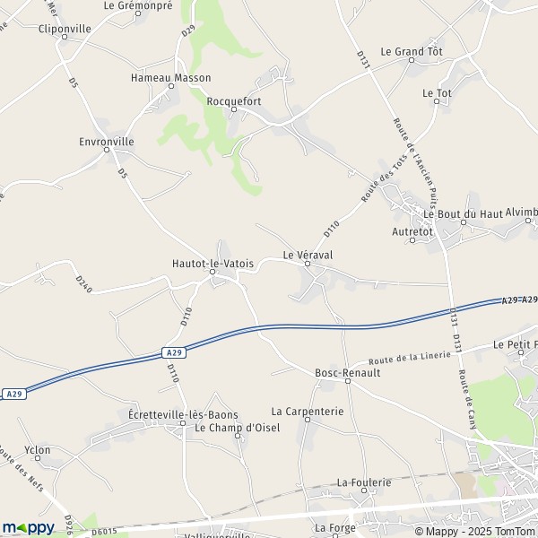 La carte pour la ville de Hautot-le-Vatois 76190