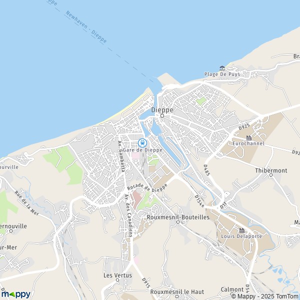 La carte pour la ville de Dieppe 76200-76370