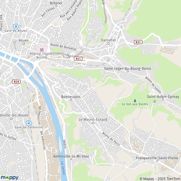 La carte pour la ville de Bonsecours 76240