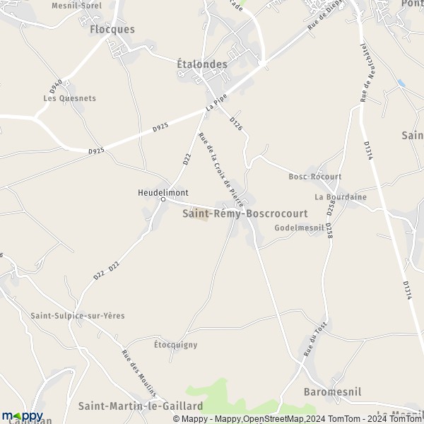 La carte pour la ville de Saint-Rémy-Boscrocourt 76260