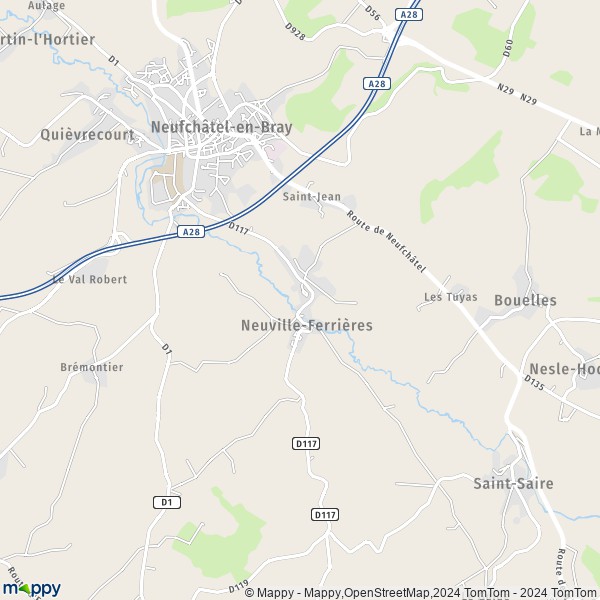 La carte pour la ville de Neuville-Ferrières 76270
