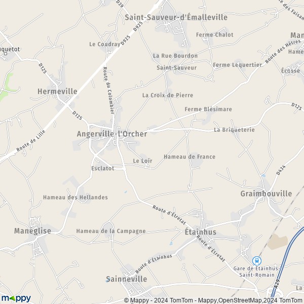 La carte pour la ville de Angerville-l'Orcher 76280
