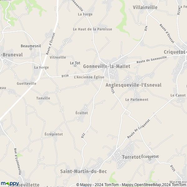 La carte pour la ville de Gonneville-la-Mallet 76280