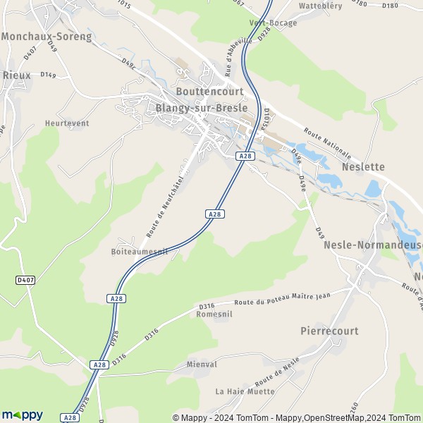 La carte pour la ville de Blangy-sur-Bresle 76340
