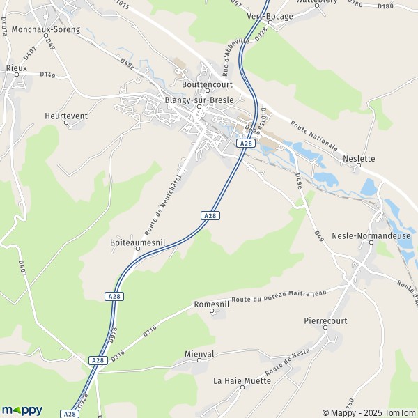 La carte pour la ville de Blangy-sur-Bresle 76340