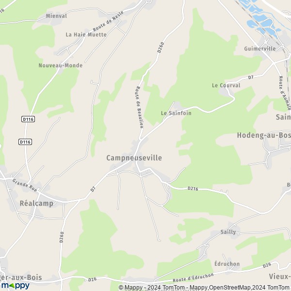 La carte pour la ville de Campneuseville 76340