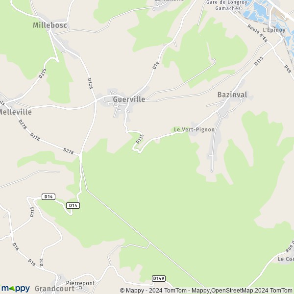 La carte pour la ville de Guerville 76340