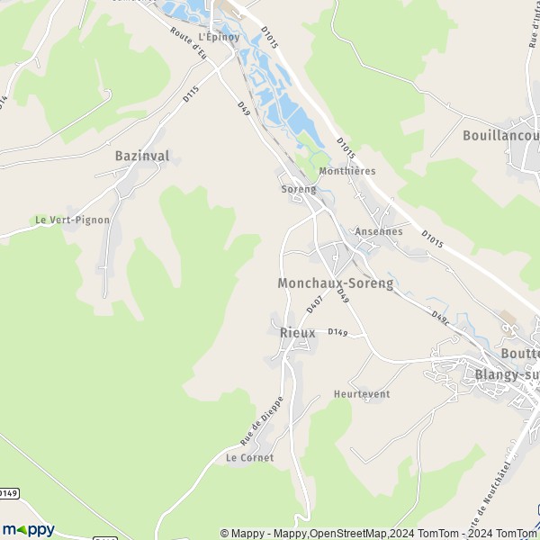 La carte pour la ville de Monchaux-Soreng 76340