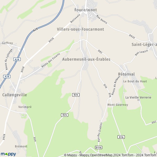 La carte pour la ville de Villers-sous-Foucarmont 76340