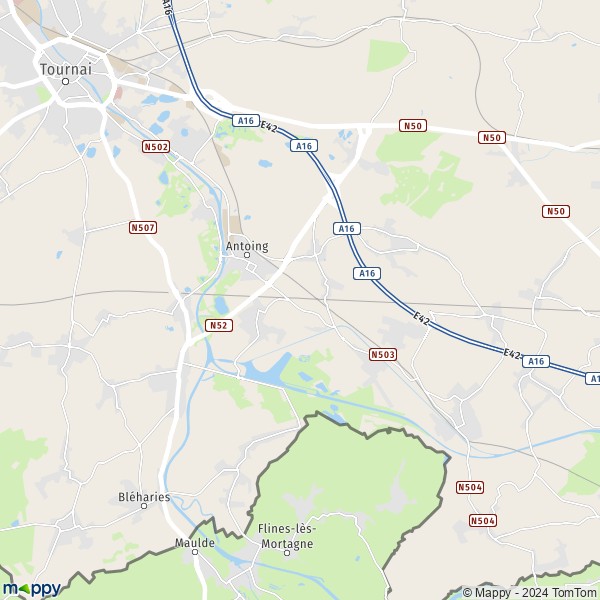 La carte pour la ville de 7640-7643 Antoing