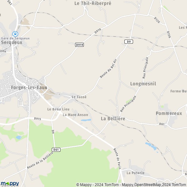 La carte pour la ville de Le Fossé, 76440 Forges-les-Eaux